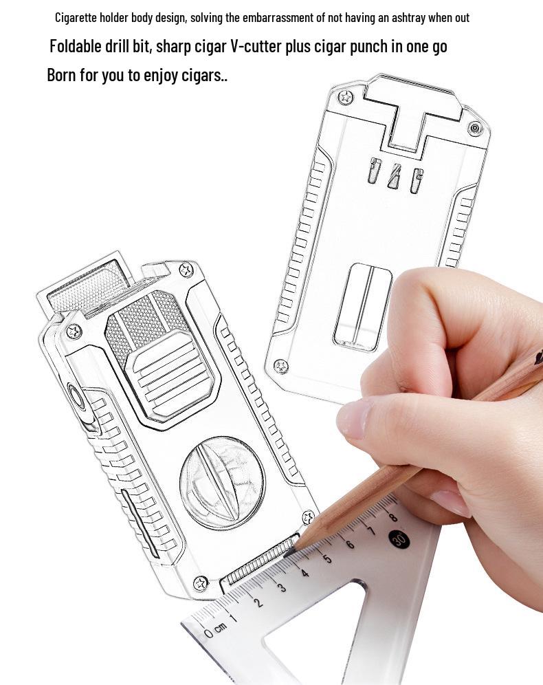 Triple Jet Cigar Lighter with V-Cutter & Puncher