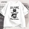Retro Funny Raccoon All Panic No Disco 90s T Shirt Vintage T-shirt Short Sleeve Tee Summer Oversized Clothes Harajuku Tops