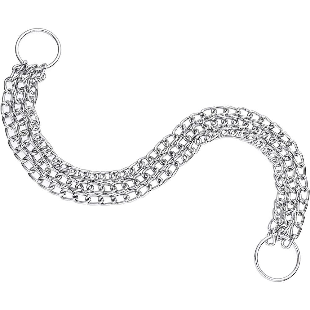 Anti-rust Chrome Plated Steel Dog Training Collar Three Rows Slip Dog Chain Adjustable Medium and Large Dogs Collar Pet Products