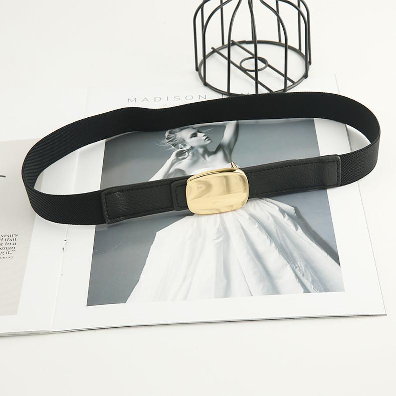 Damen Elastischer Taillengürtel Metalllegierung Schnalle Mode Kleid Accessoire Schwarz Herbst Winter