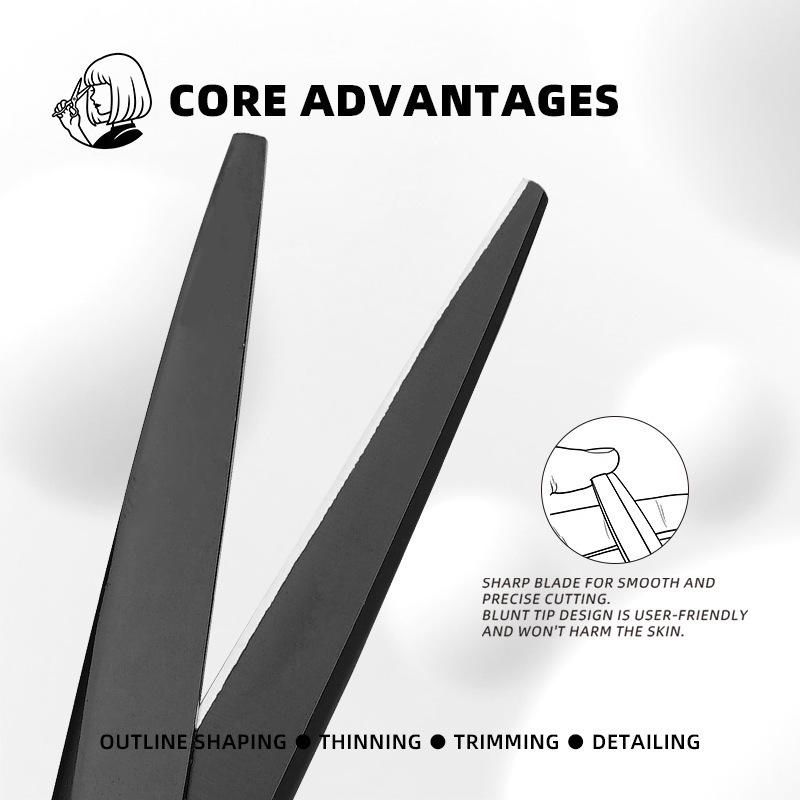 Professional Black & Orange Stainless Steel Haircutting and Thinning Scissors for Salon Stylists
