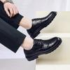 Genuine Leather Mens Business Shoes British Style Black Brogues Brand Male Footwear Flat Cowhide