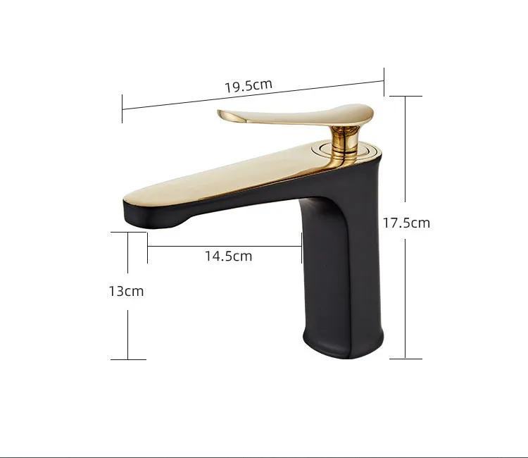 White Brass Basin Faucets Bathroom Waterfall Handle Single Faucet Cold and Hot Water Vessel Sink Mixer Tap Crane Black&Gold