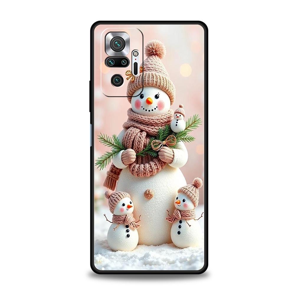 Christmas Snowman Phone Case Cover for Redmi 14C 10C Note 15 14 13 12 10 11 K40 Pro Plus 5G Shockproof Soft TPU Shell Funda Bag
