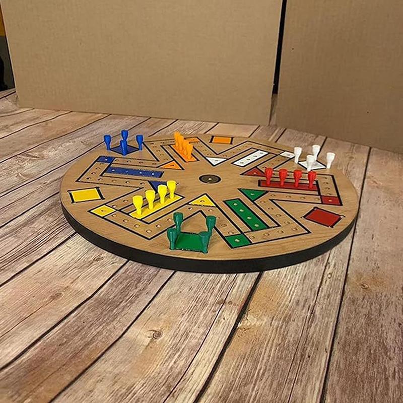 Board Game Classic Wooden Fast Track Desktop Game Flying Chess Painted Educational Toy 4 And 6 Players Family Games