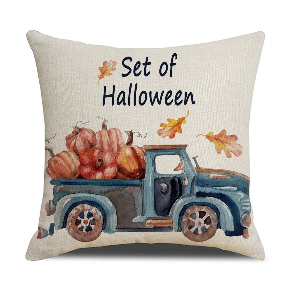 

New Halloween Dark Blue Plaid Pumpkin Pillow Cover Evil Funny Home Sofa Cushion Pillow Cover Premium Durable Quality 45 * 45Cm (excluding pillow core)