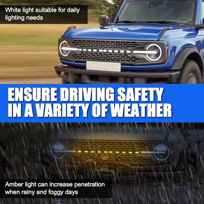 Bronco 2021+ Modification Grille: White/Yellow Line Light Style