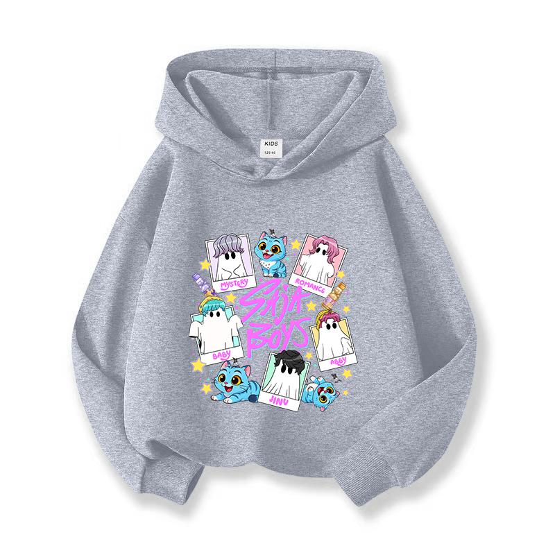KPop Devil Hunter Huntrix Printed Short Hoodie Children's Casual Fashion Sports Hoodie