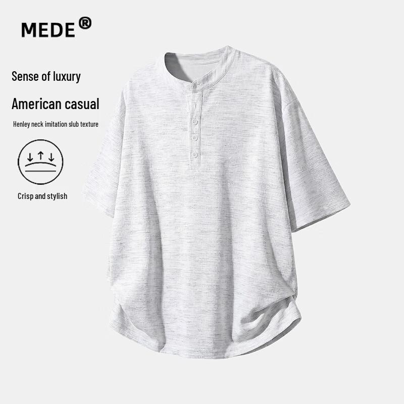 MEDE Men s Faux Slub Henley T-Shirt 2XL