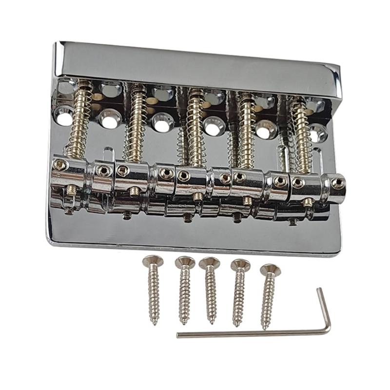 5 Strings Hardtail Bridge Guitar Bridge Saddles 5 Saddle Hardtail Zinc Alloy Tailpiece Electric Bass Bridge Replacements