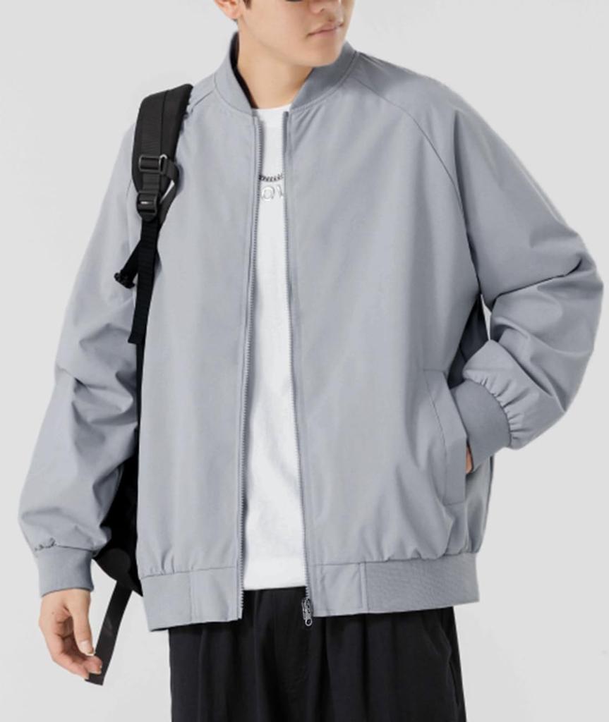 Autumn Jacket Loose Casual Business Stylish Blouson Large Size [EASTEMPO] Men's MA-1 (2XL, Gray)