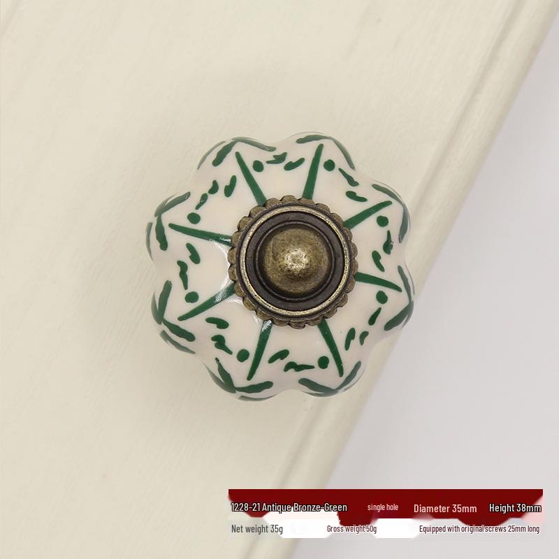 Hand-Painted Ceramic Floral Pumpkin Drawer & Cabinet Handle