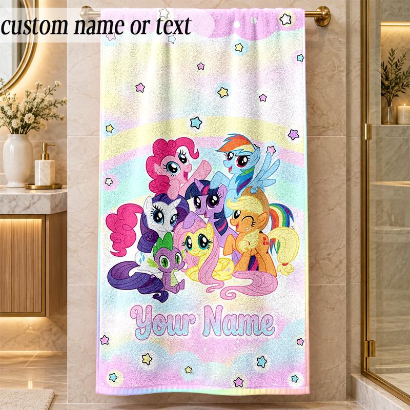 Beach TowelMy Little Pony Custom Name Text Personalized Soft Towel for Beach Pool Indoor Home Decor Gift