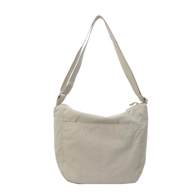 Japanese solid color messenger bag waterproof nylon bag female student class shoulder bag large capacity lightweight cloth bag