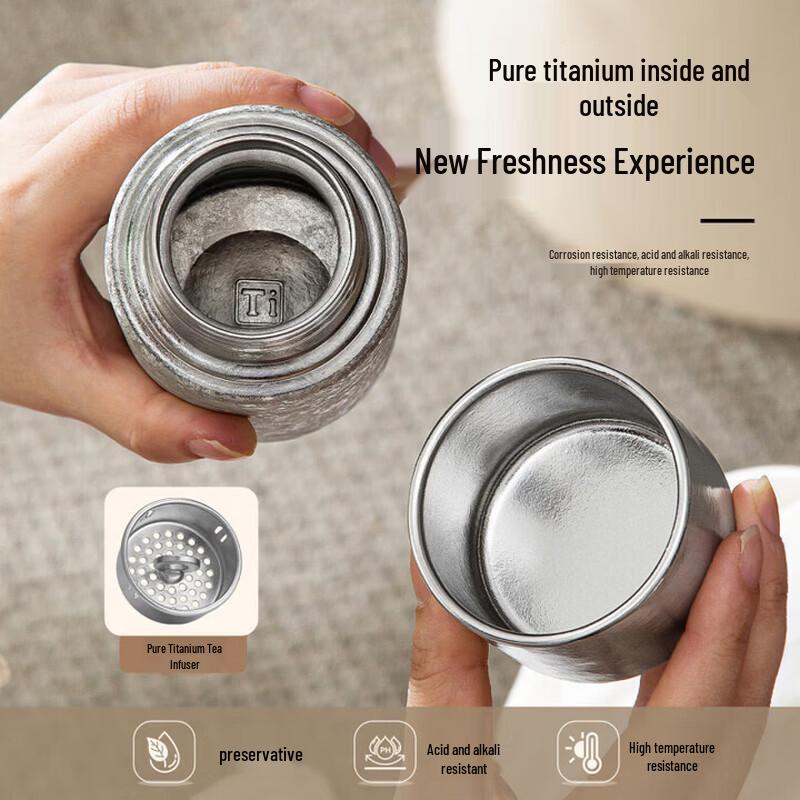 TAFUCO 300ml Pure Titanium Vacuum Insulated Tea Mug