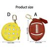 PU Leather Sports Theme Keychain Coin Pouch Small Wallet For Football Basketball Rugby Fan Waterproof Accessory