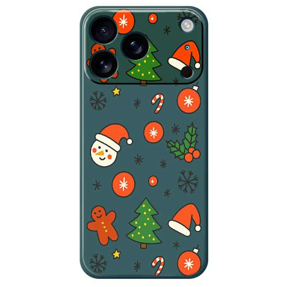 For iPhone 17 Pro Max Case Lovely Christmas Pattern Printing Straight Edge TPU Phone Back Cover