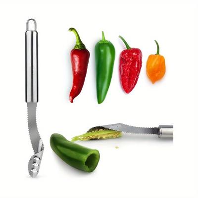 1pc Stainless Steel Chili Pit Remover, Chili Pit Remover, Chili Seed Remover, Sharp Kitchen Tool, Barbecue Vegetable Slicing
