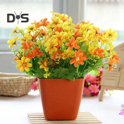 1 Blumenstrauß mit 28 Köpfen, künstliche Gänseblümchen, künstliche Seidenblumen, Heim- und Hochzeitsdekoration