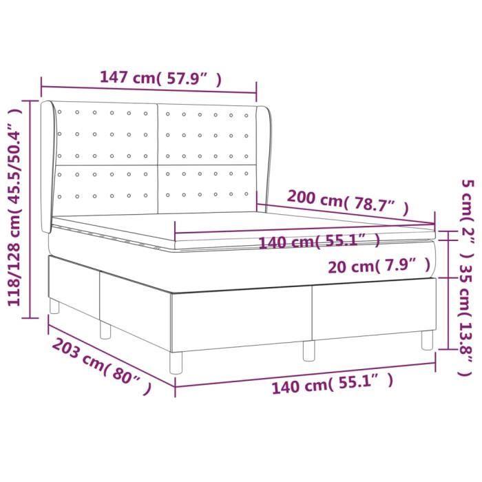 3129456 vidaXL Lit à sommier tapissier et matelas Vert foncé 140x200cm Velours