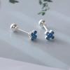 Orecchini a lobo S925 Sfera Rotonda Raffinati con Accenti di Diamanti Colorati e Design Quadrifoglio