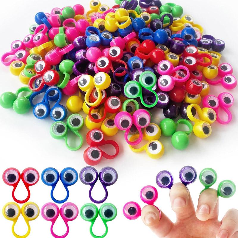 

20Pcs Funny Finger Eyes Puppet Eyeball Rings Party Favors School Prizes Classroom Rewards For Kids Christmas Birthday Gifts 3X3CM