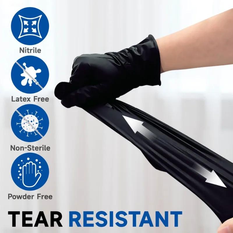 Disposable PVC Black Nitrile Gloves,Waterproof Latex Free,For Car Repair Food Safe Hair Dyeing Work Gloves  Work Gloves