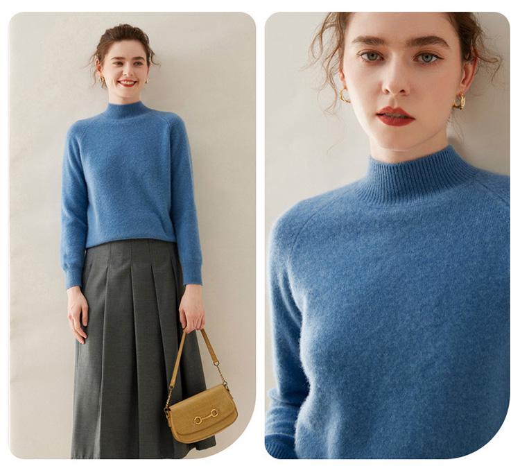 Women's Soft Cashmere Sweater - Thick, Half High Neck, Loose Fit, Solid Color, Casual Style for Autumn and Winter