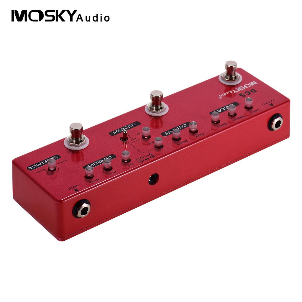 MOSKYAudio DC5 6-i-1 gitar Multi-Effects Pedal Delay + Chorus + Distortion + Overdrive + Booster