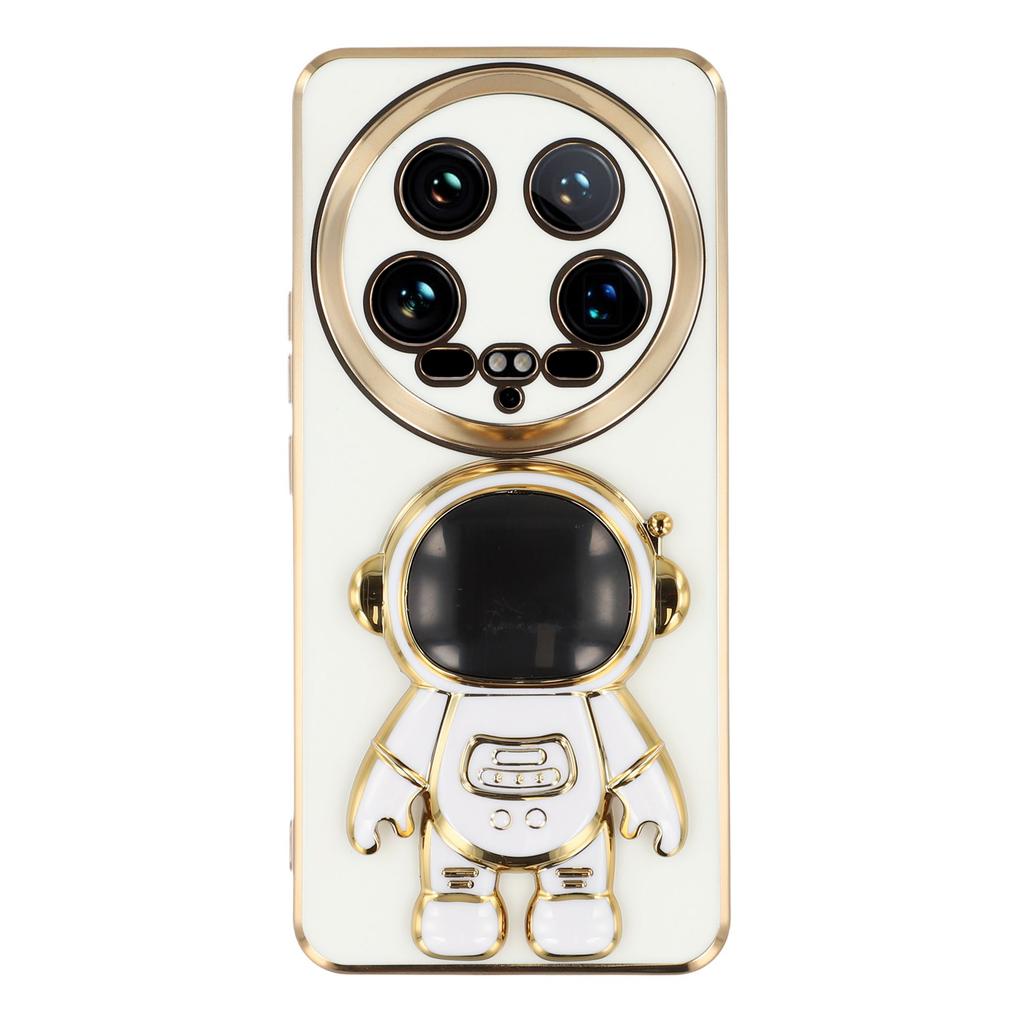 For Xiaomi 14 Ultra Case Electroplating Soft TPU Phone Cover with Astronaut Hidden Kickstand