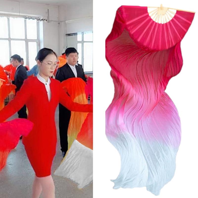Belly Dance Faux Silk Veil Fans 1Piece Bamboo Long Fans Veils,Belly Dance Dancing Silk Fans,Dance Performances Props