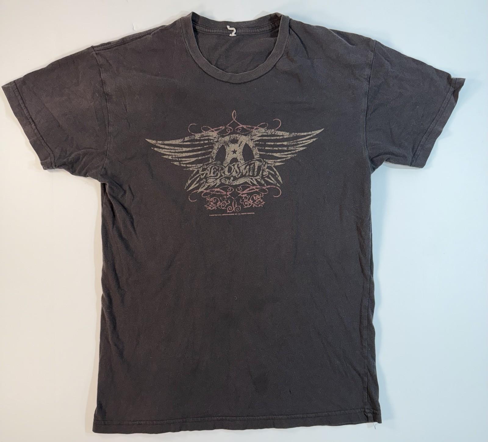 Aerosmith Band Tee Small Black Graphic Y2K Rock Grunge Vintage Style Unisex T-Shirt XXXL