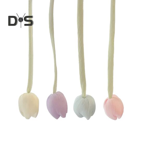 Stužkový popruh s tulipánovými poupaty, látkový, s tulipánovými poupaty, vlasový doplněk, ručně vyrobený, tulipánová spona na závěsy pro DIY projekty, domácí dekorace