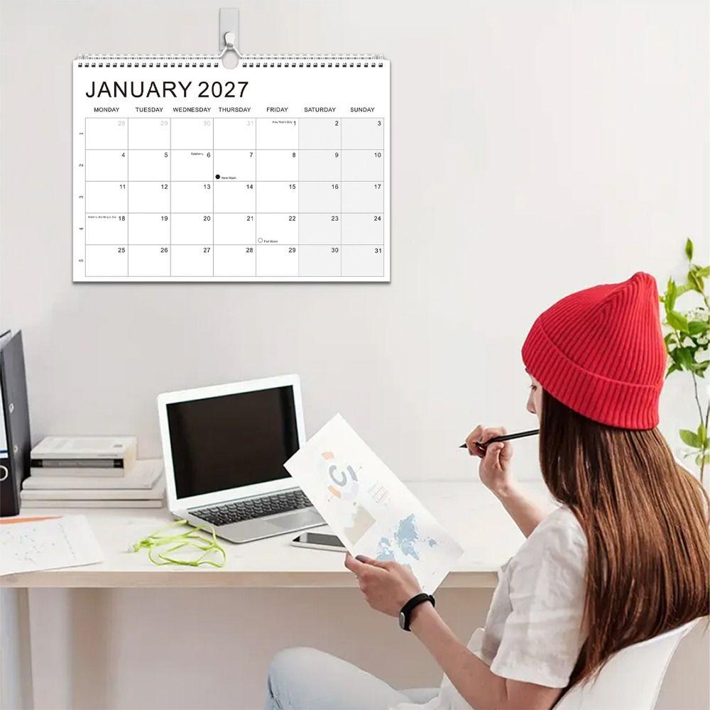 July.2026 - Dec. 2027 English Calendar Thick Paper Monthly Planner Calendar Wall Calendar  Home