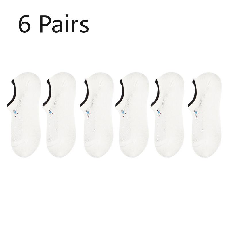 6 Pairs of Socks Men's Summer Thin Short Socks Sweat-absorbing Breathable Mesh Boat Socks Men's Non-slip Non-drop Heel Men's Socks Boneless Socks