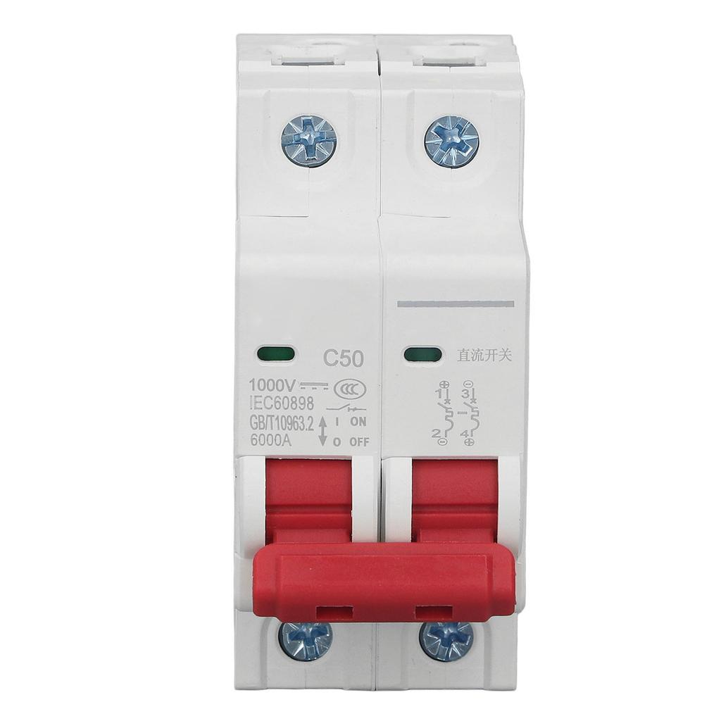 DC Miniatur-Leistungsschalter 2P Solar-PV-System 50A DIN-Schienenmontage DC1000V 6000A Segmentiertes Schaltvermögen DZ47 63Z C50