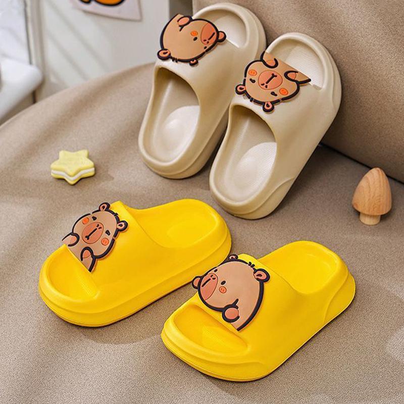 Cute Capybara Slippers For Boys Soft Non Slip Summer Home Bathroom Sandals Comfortable Indoor Outdoor Footwear For Kids