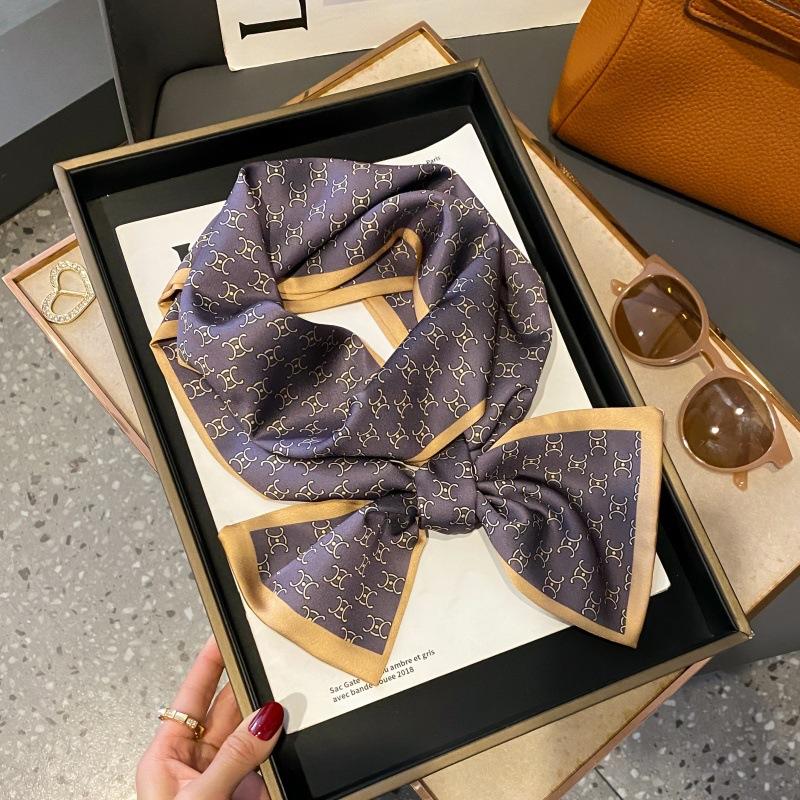 Satin high-end tied hair long silk scarf headband elegant and simple versatile hair band headband streamer hair accessories women's tied bag