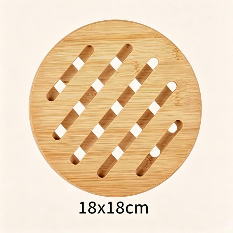Portable Placemat Thickened Circular Square Household Coaster Hollowed Out Bamboo Insulation Mat Dining Table Mat
