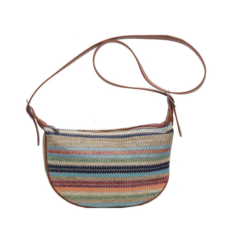 New Contrasting Colors Trendy Rainbow Dumpling Bag Fashionable Versatile Casual Messenger Bag Woven Shoulder Messenger Bag