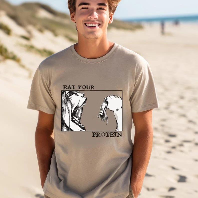 

Eat Your Protein Anime Shirt Attack on Titan Shirt M