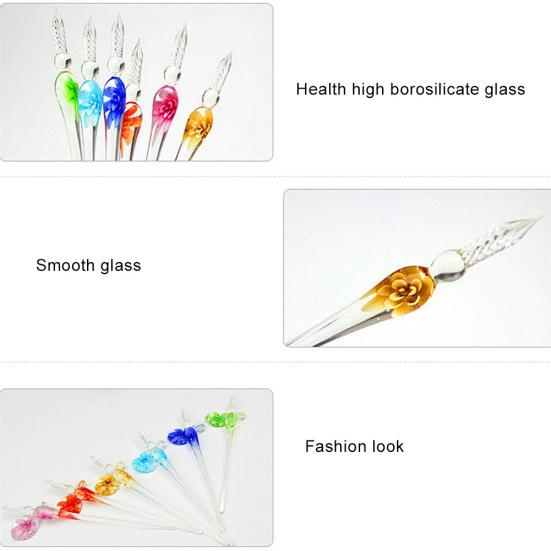 Ink Pen Easy Clean Writing Bright Color Student Gift Glass Pen
