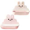 2 Pcs Cartoon Rabbit Soap Dish Draining Holder Pink White Wall Mount Bathroom Kitchen Non slip Smooth Edge Storage Tray
