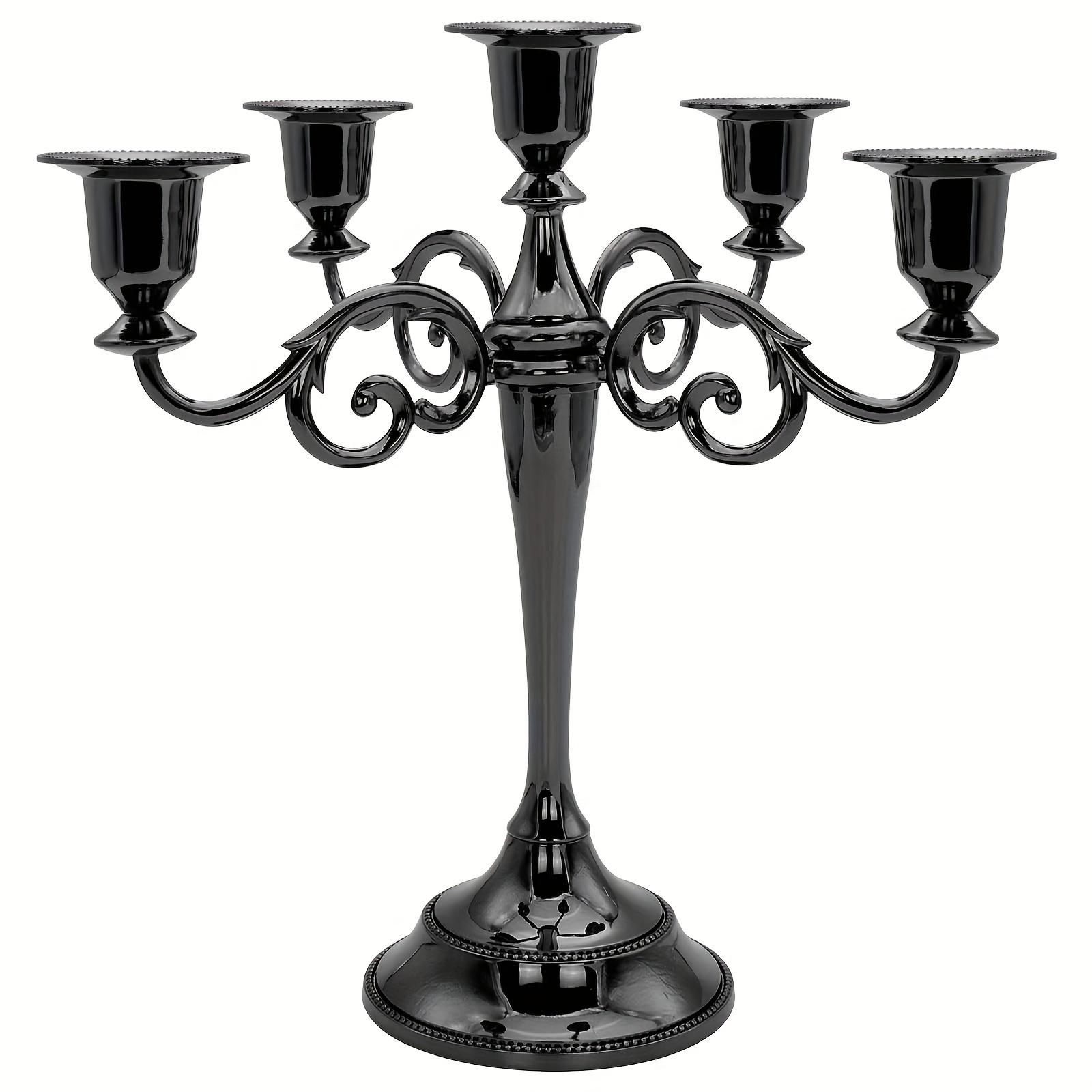 

1pc Vintage Five-Headed Black Candlestick - Perfect For Weddings, Church, Halloween, Christmas, Formal Events чёрный