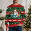 Men's Casual Pullover with Christmas Print Round Neck Long Sleeve Winter Top