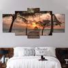 Beautiful Bali Ocean Sea Blue Tropical Palm Tree Canvas Painting Beach Clouds Posters 5 Piece Wall Art for Living Room Decor