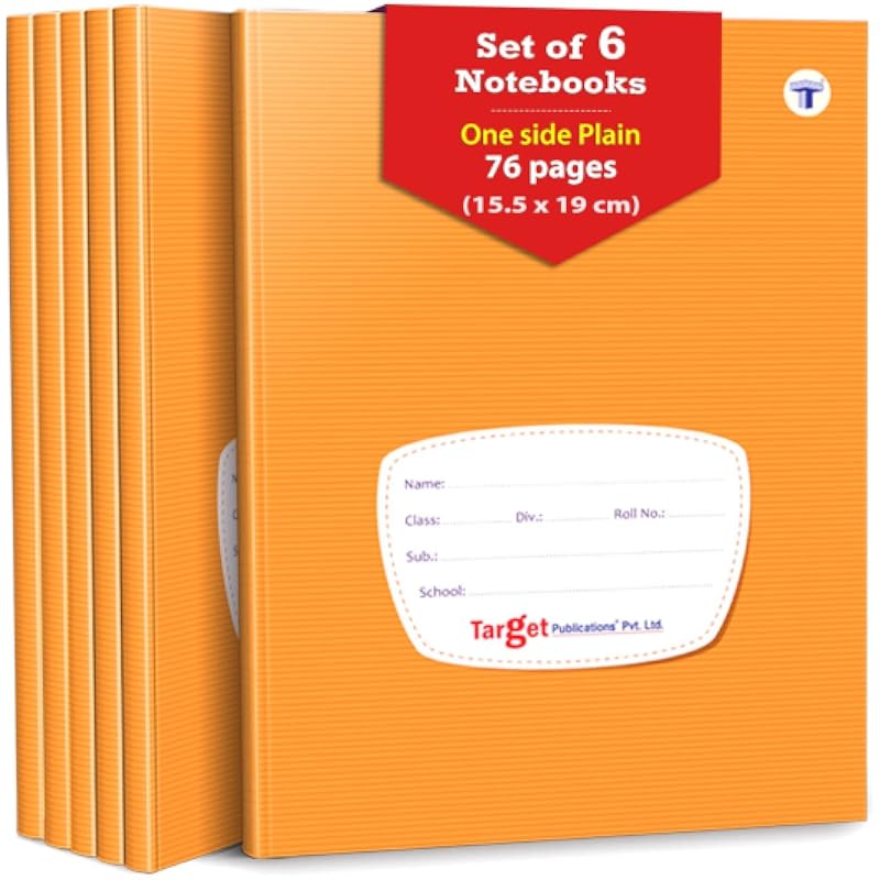 TARGET PUBLICATIONS Hard Brown Cover Small One Side Ruled & One Side Blank/Unruled Notebooks | 72 Pages |155 cm x 19 cm