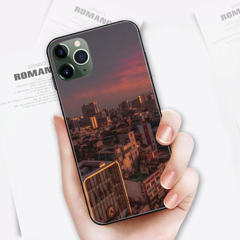 Liebliche Und Gemütliche Landschaft Handyhülle Für IPhone 14 13 12 11 XS X 8 7 6 Plus Mini Pro Max SE 2022 Weiche Schwarze Handyhülle