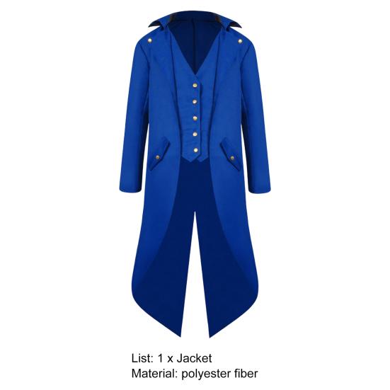 Gentleman Tailcoat Solid Color Long Sleeves Gothic Outerwear Single Breasted Split Tuxedo Coat for Halloween