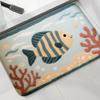 Kawaii Sea Turtle Bath Mat, Soft Flannel Non-Slip Floor Mat for Bathroom Shower, Ocean Decor Carpet Home Decoration